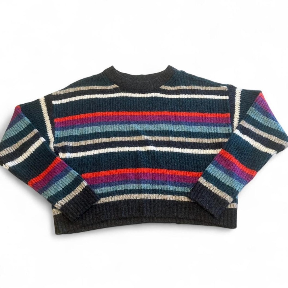 American Eagle Women's S Multi-Color Striped Plush Knit Sweater 90s Full House